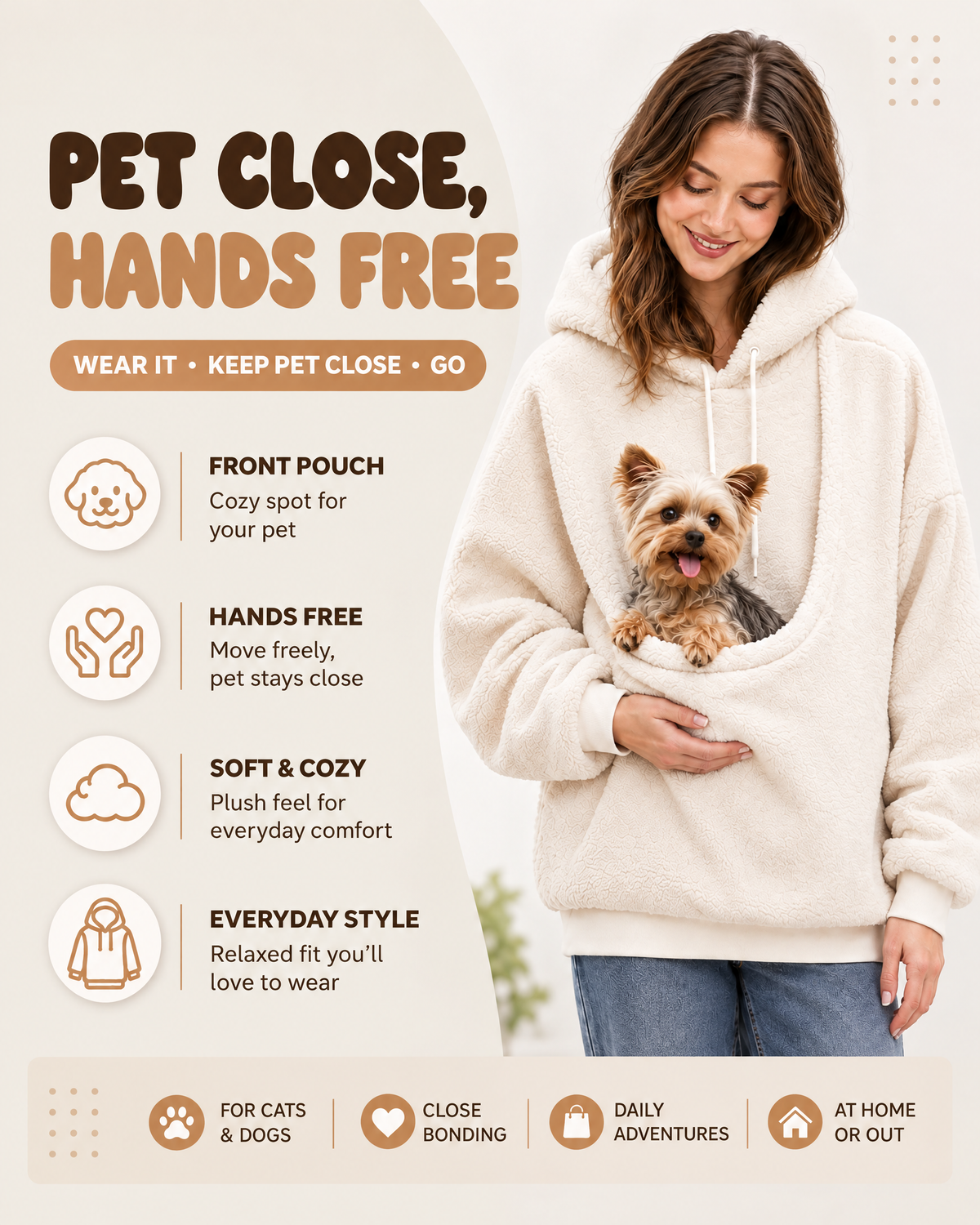 Kangaroo Style Pet Hoodie
